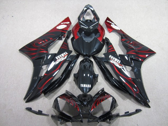 2006-2007 Black Red Flame Yamaha YZF R6 Motorcycle Fairings & Bodywork Canada