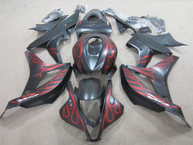 2007-2008 Black with Red Flame Honda CBR600RR Motorcycle Fairings Canada