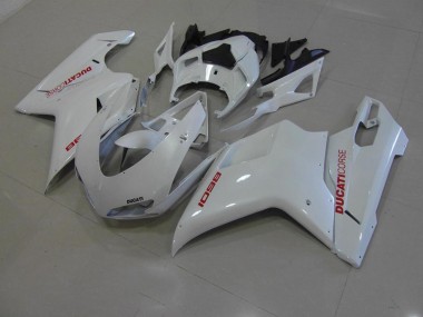 2007-2012 Pearl White with Red Decals Ducati 848 1098 1198 Motorcycle Fairings Canada