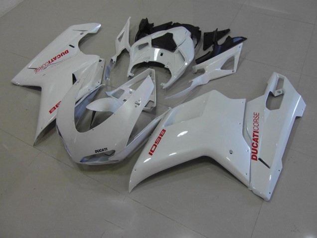 2007-2012 Pearl White with Red Decals Ducati 848 1098 1198 Motorcycle Fairings Canada